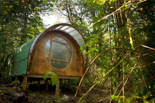 a small tree house sitting in the woods at Cabaña Tinquilco in Collentañe