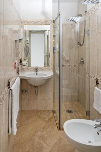 a bathroom with a sink and a shower at Capri Dreaming in Anacapri