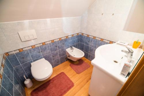a bathroom with a toilet and a sink at Holiday Home Mirt with HotTub & Sauna in Blanca
