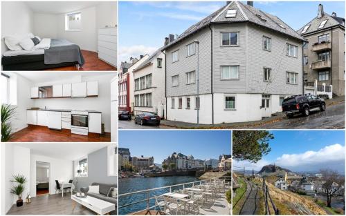 a collage of photos of a building at Hellegata 7 in Ålesund