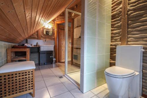ein Bad mit einem WC und einem Waschbecken in der Unterkunft Nice room in green Pankow district in Berlin