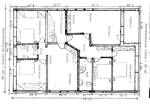a black and white floor plan of a building at Ewigleben, Landhaus Gartenstraße in Bispingen