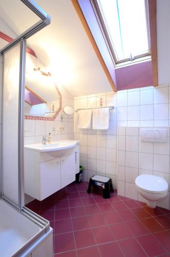 a bathroom with a sink and a toilet at Apart Romantica in Pfunds