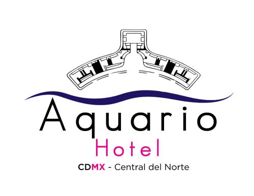 logotipo de hotel aarán sobre fondo blanco en Hotel Aquario en Ciudad de México