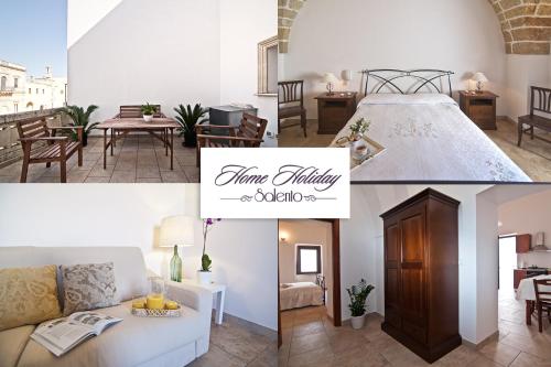 a collage of photos of a living room and a bedroom at Home Holiday Salento Casa Agrosì Don Camillo in Presicce