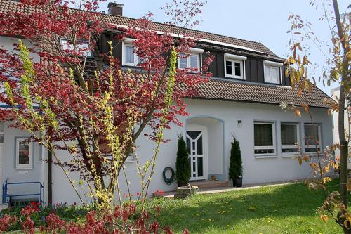 a white house with a tree in front of it at Hotel zur Schwaben-Schänke in Renningen