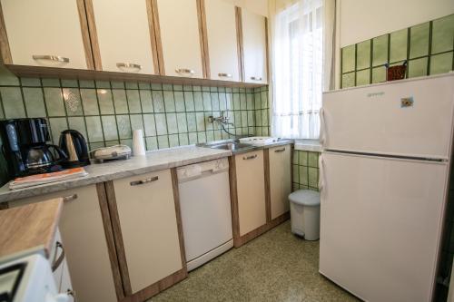 cocina con nevera blanca y fregadero en Apartment Nono, en Krnica