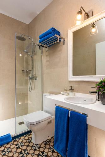 a bathroom with a toilet and a sink and a shower at Alohamundi Salvador in Seville