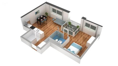 a rendering of a floor plan of a house at HITrental Basel Apartments in Basel