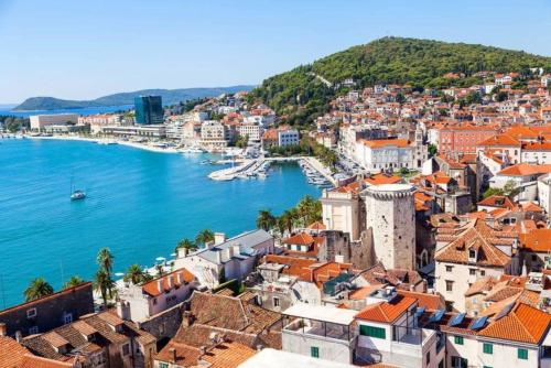 a view of the city of dubrovnik from above at Diocletian Studio Apartments in Split