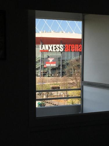 a view from a window of a waliss arena at Köln Deutz/Messe, Lanxess Arena in Cologne