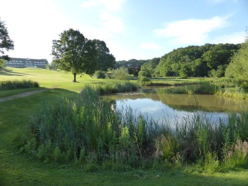 a pond in the middle of a golf course at London Beach Country Hotel & Golf Club in Tenterden