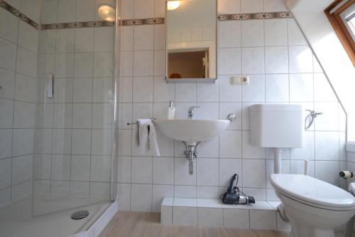 グレーミッツにあるHaus Königshöheのバスルーム(洗面台、トイレ、バスタブ付)