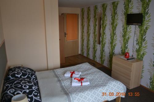 Postel nebo postele na pokoji v ubytování AGROTURYSTYKA POD ŚNIEŻNĄ