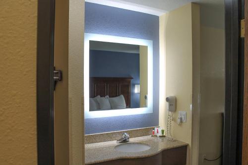 a bathroom with a sink and a mirror at Days Inn by Wyndham Batavia Ohio in Batavia