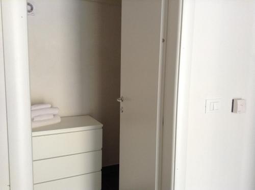 a bathroom with a toilet and a white cabinet at Loft Regio Parco in Turin