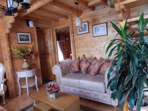 a living room with a couch and a table at Villa Evelia in Aquitania