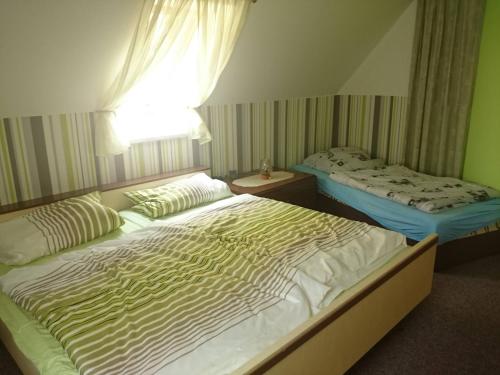 a bedroom with two beds and a window at Ferienwohnung Knoche in Zittau