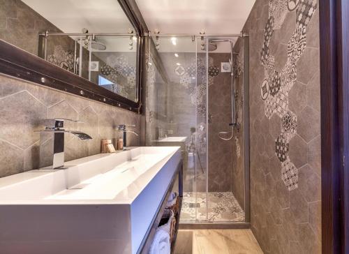 a bathroom with a sink and a shower at Residence Provencal - Luxurious - 300m Palais - LRA CANNES in Cannes