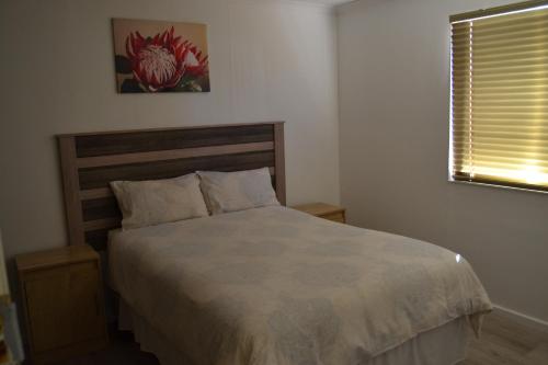 a bedroom with a bed and a window at Heloise Home Stay in Oudtshoorn