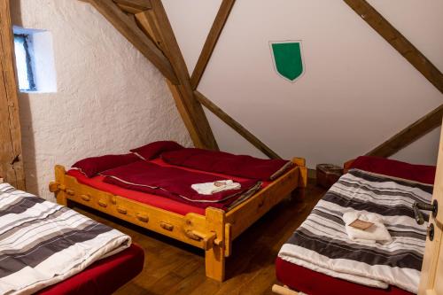 Postel nebo postele na pokoji v ubytování Zum Alten Marstall - Eventscheune für Gruppen tagen - feiern - übernachten