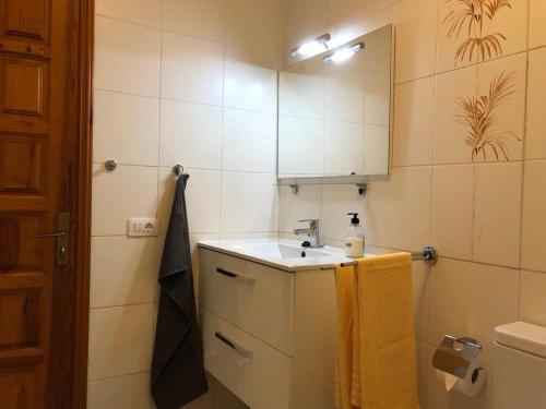 uma pequena casa de banho com um lavatório e um espelho em Appartment Teneriffa Tamara Anlage em Santiago del Teide