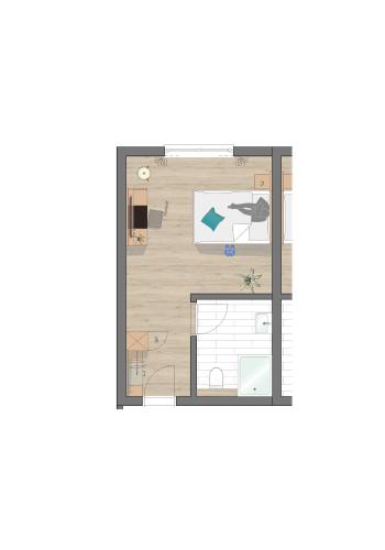 a plan of a floor plan of a room at Hotel Schlafplatz in Rodgau