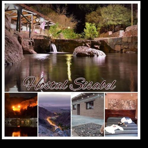 a collage of pictures of a river with a waterfall at Hostal Sisabel in Tinogasta