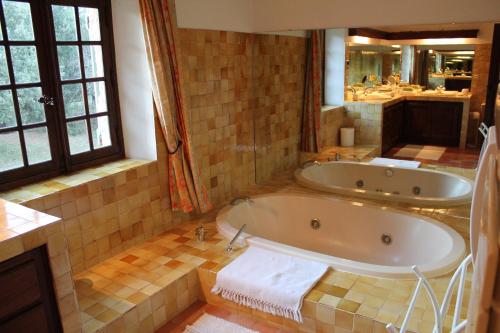 a large bathroom with a tub and a sink at B&B Jardins de Vies in Flayosc