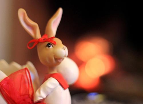 a figurine of a rabbit wearing a red dress at Boutique Hotel Kentrikon & Bungalows in Agios Ioannis Pelio