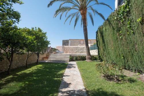 a path with a palm tree and a building at Sa Bisbal - Turismo de interior in Selva