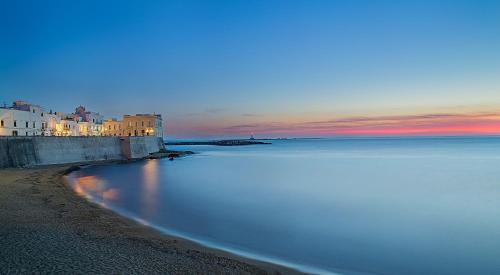 a view of a beach with buildings and the ocean at Pascaraymondo Suite Palace in Gallipoli