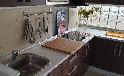 kuchnia ze zlewem i blatem w obiekcie Apartamento Delicia 1 w mieście Benalmádena