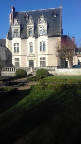 a large white building with a black roof at Gite de la petite masse in Amboise