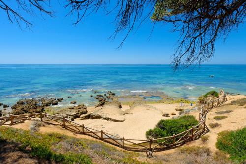 a swing on a beach near the ocean at Luna Miramar Club in Albufeira