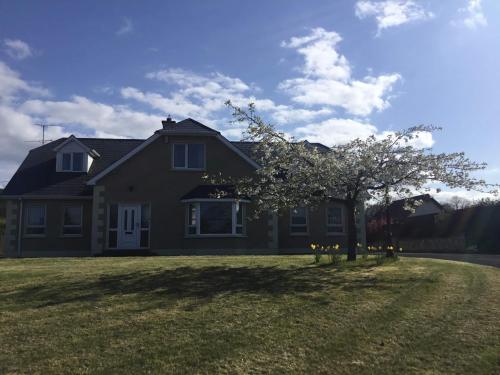 a house with a tree in the yard at Muff Village Bed & Breakfast in Muff