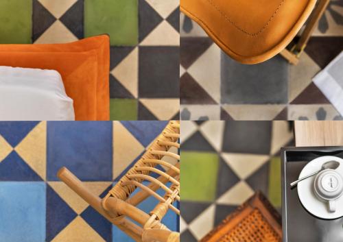 a collage of pictures of a room with a baseball bat at A.D. 1768 Boutique Hotel in Ragusa