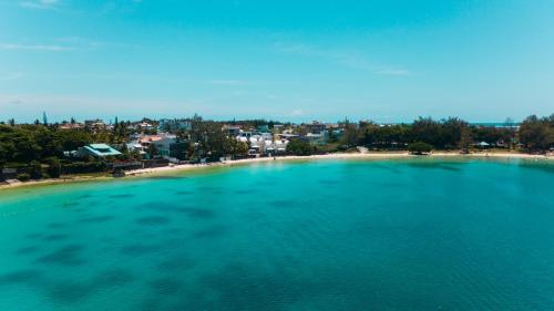 an aerial view of a beach in the ocean at Villa Bella Charming Beachfront Guesthouse in Blue Bay