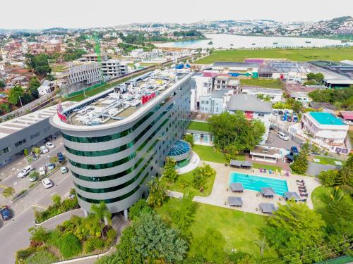 an overhead view of a large building in a city at Ibis Antananarivo Ankorondrano in Antananarivo