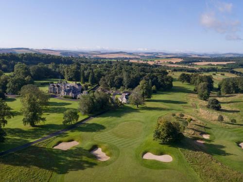 an aerial view of the golf course at the devonshire at SCHLOSS Roxburghe, part of Destination by Hyatt in Kelso