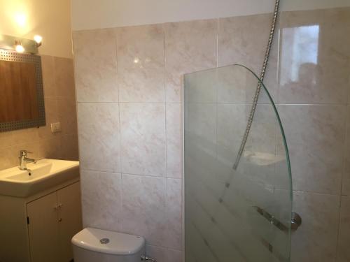 a bathroom with a shower with a toilet and a sink at Apartamento situado en el centro de Santa Cruz in Santa Cruz de Tenerife