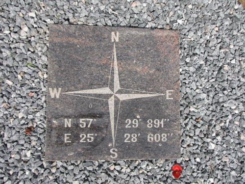 a metal star on the ground with a temperature at Laba Oma in Cēsis
