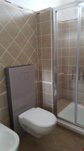 a bathroom with a toilet and a shower at IL PARADISO in Latina