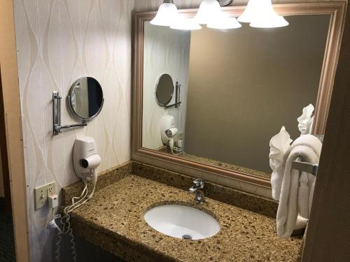 a bathroom with a sink and a large mirror at Sun Viking Lodge - Daytona Beach in Daytona Beach