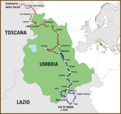 a map of the inca trail at Villa Dell'Annunziata in Rieti