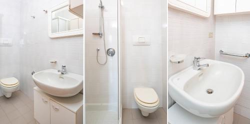 two images of a bathroom with a sink and a toilet at Casa Claire in Bardolino