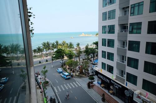 a view of the ocean from a building at Stay in Nha Trang Apartment in Nha Trang