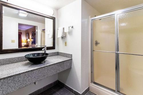 y baño con lavabo y ducha. en Quality Inn & Suites, en Dickson