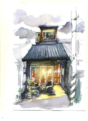 a drawing of a house with a building at Original House in Chishang