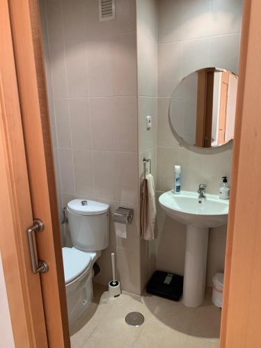 a small bathroom with a toilet and a sink at Loft para trabajar, estudiar ó descansar- Ático 4PAX in Alcorcón
